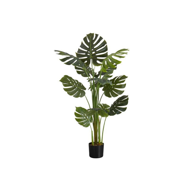 55" Tall, Artificial Plant, Monstera Tree, Indoor, Faux, Fake, Floor, Greenery, Potted, Real Touch, Decorative - Green / Black