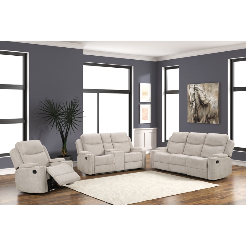 Galya - 3 Piece Living Room Set Sofa Loveseat Chair - Light Gray