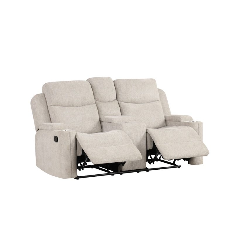 Galya - Motion Loveseat With Console - Light Gray