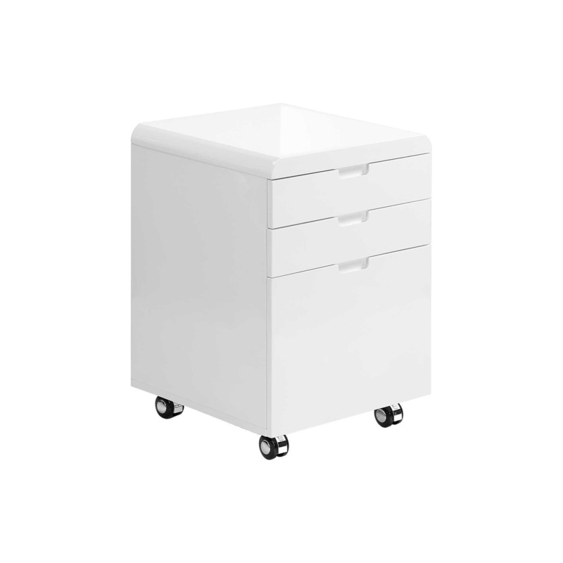 File Cabinet, Rolling Mobile, Storage Drawers, Printer Stand, Office, Work, Glossy Contemporary, Modern - White