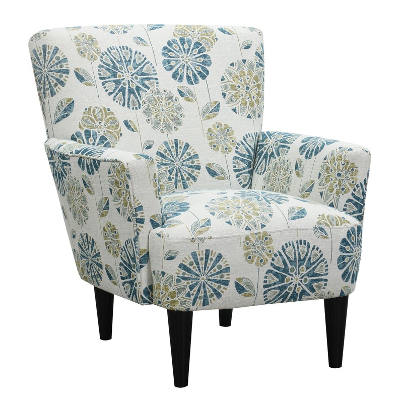 Flora - Floral Accent Chair - Blue