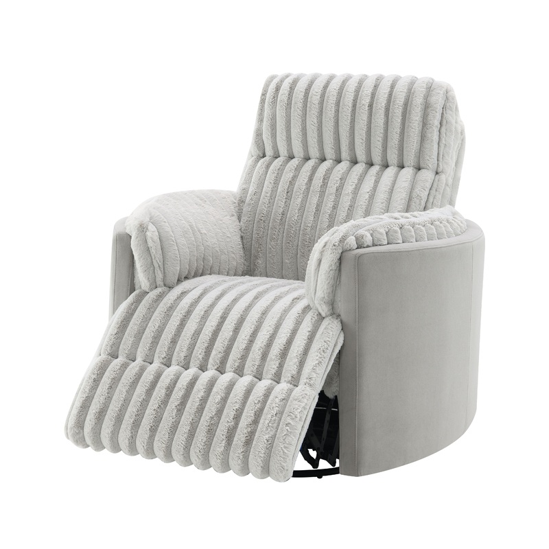Emee - Corduroy Glider Recliner With Swivel - Gray