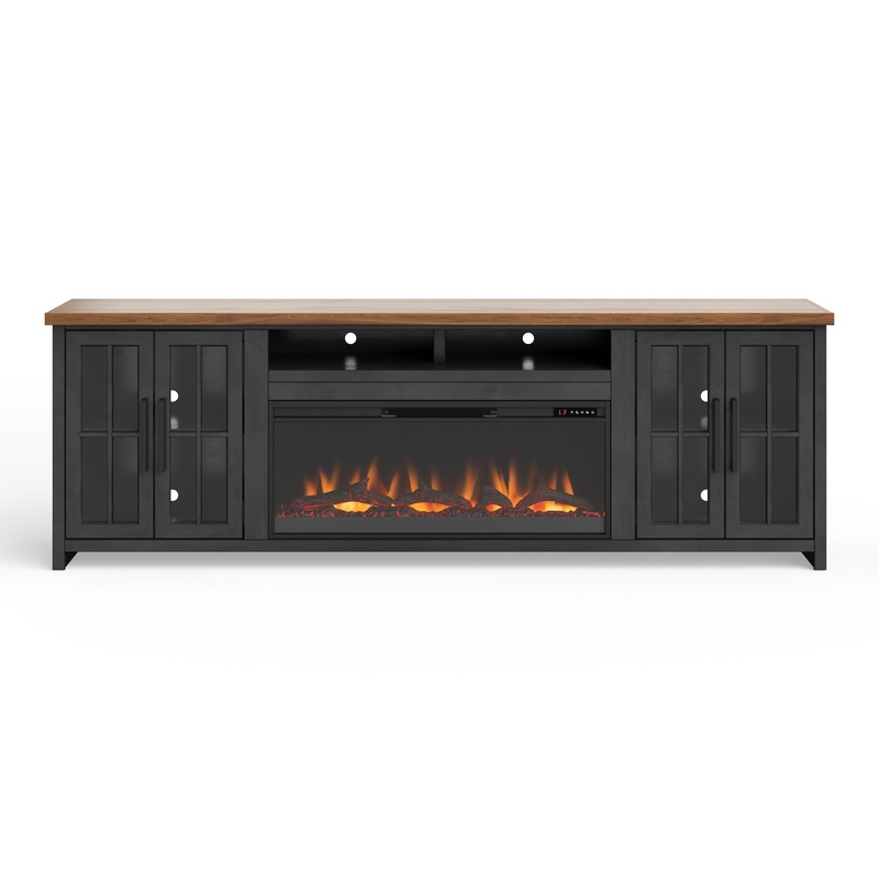Essex - Fireplace TV Stand Console For TVs Up To 100" - Black, Whiskey
