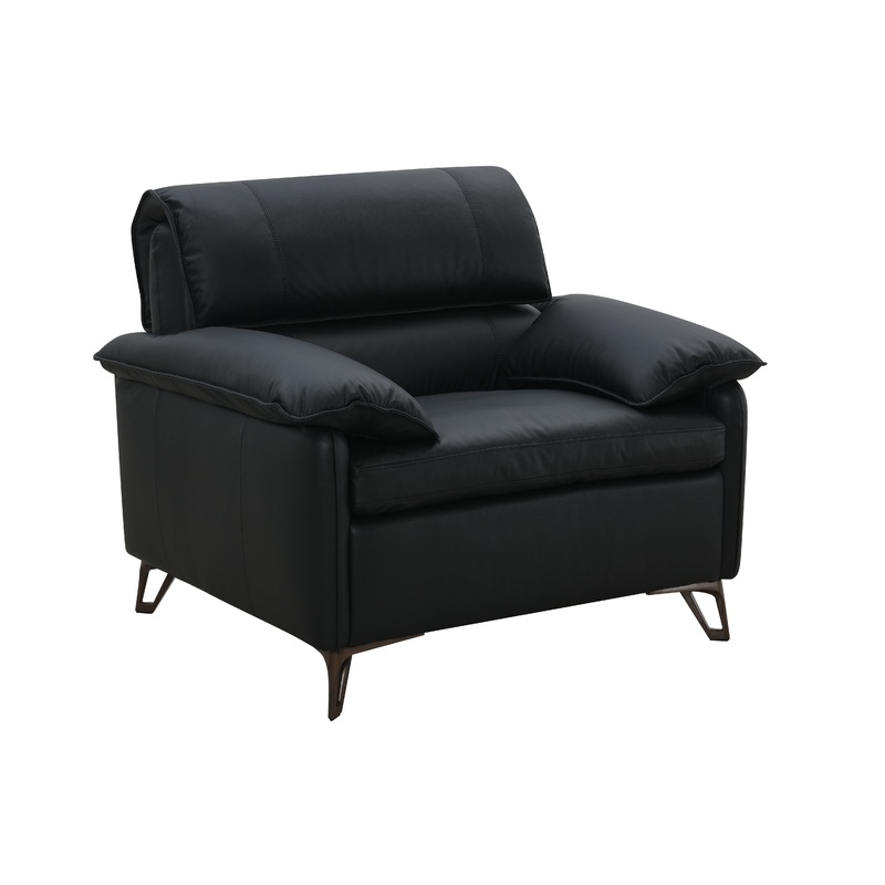 Eilene - Top Grain Leather Chair - Black