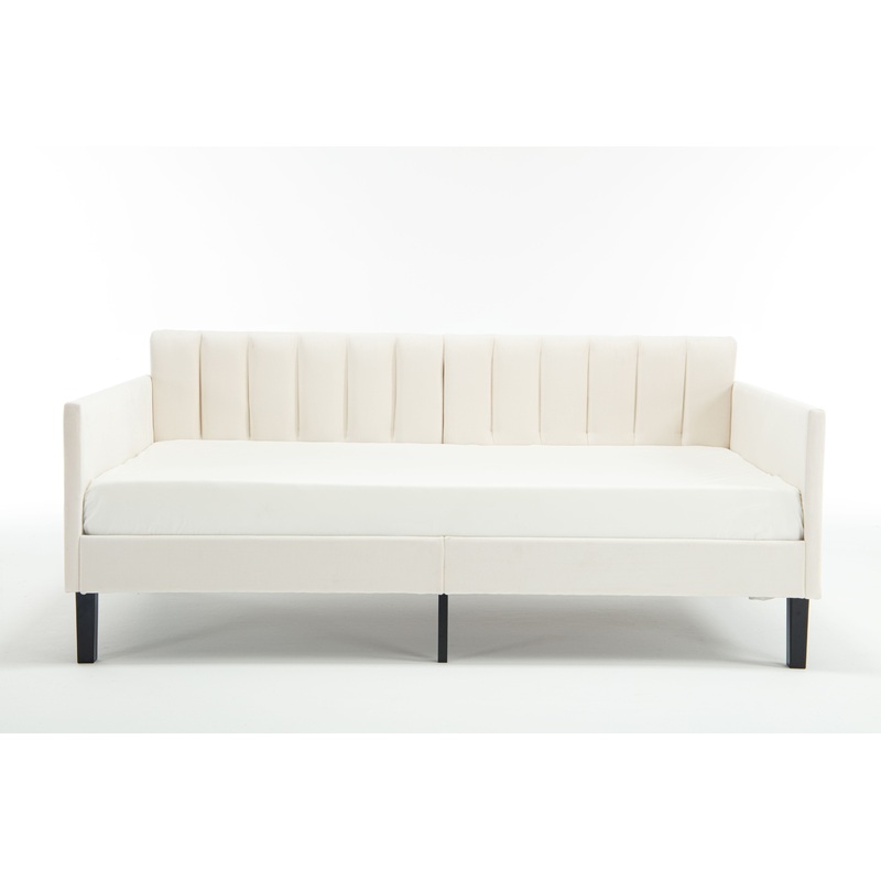 Elena - Boucle Upholstered Daybed, Ribbed Tufted Backrest