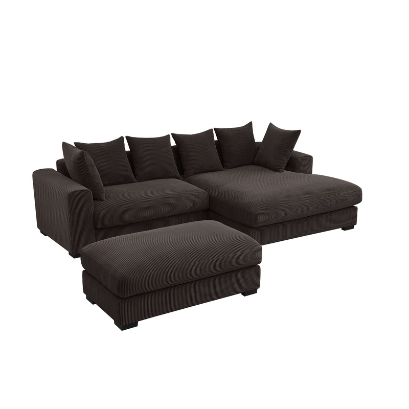 Duke - 4 Piece Upholstered Sectional - Dark Brown