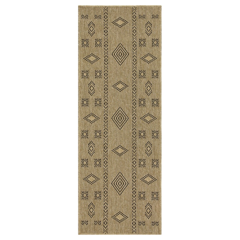 Earth - 2'7" X 7'3" Indoor, Outdoor Area Rug - Jute / Black