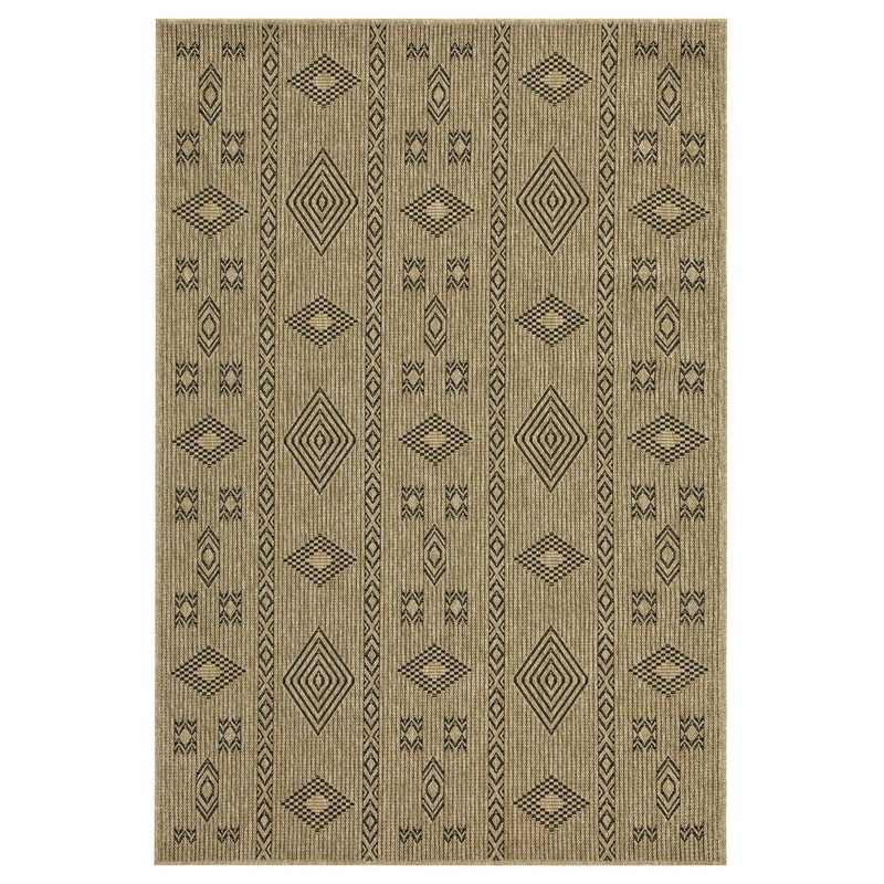 Earth - 5'3" X 7'3" Indoor, Outdoor Area Rug Polypropylene - Jute / Black