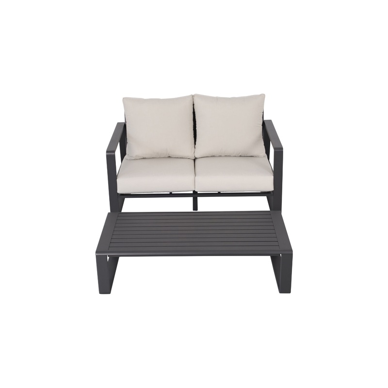 Double Sofa With Rectangular Coffee Table, Cushions Tino Tino - Beige