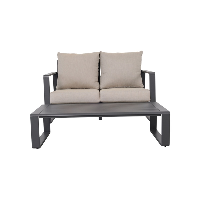 Double Sofa With Rectangular Coffee Table, Cushions Tino Tino - Light Gray