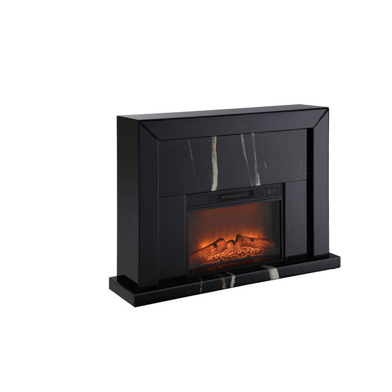 Drisana - Mirrored Fireplace - Black