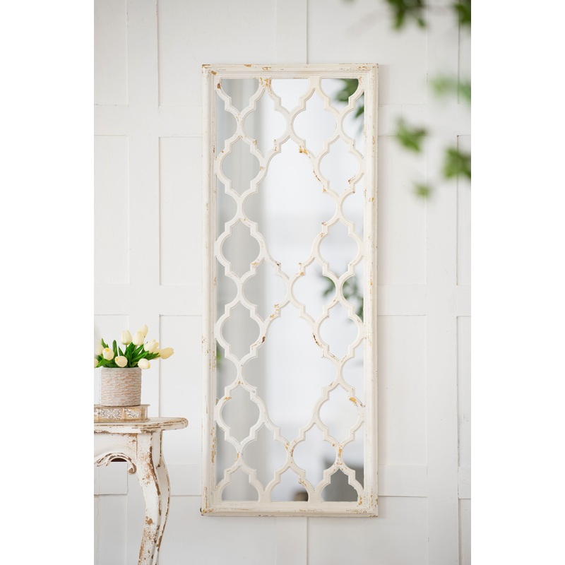 Distressed Floor Mirror, Full Body Mirror For Bathroom Bedroom Living Room - White