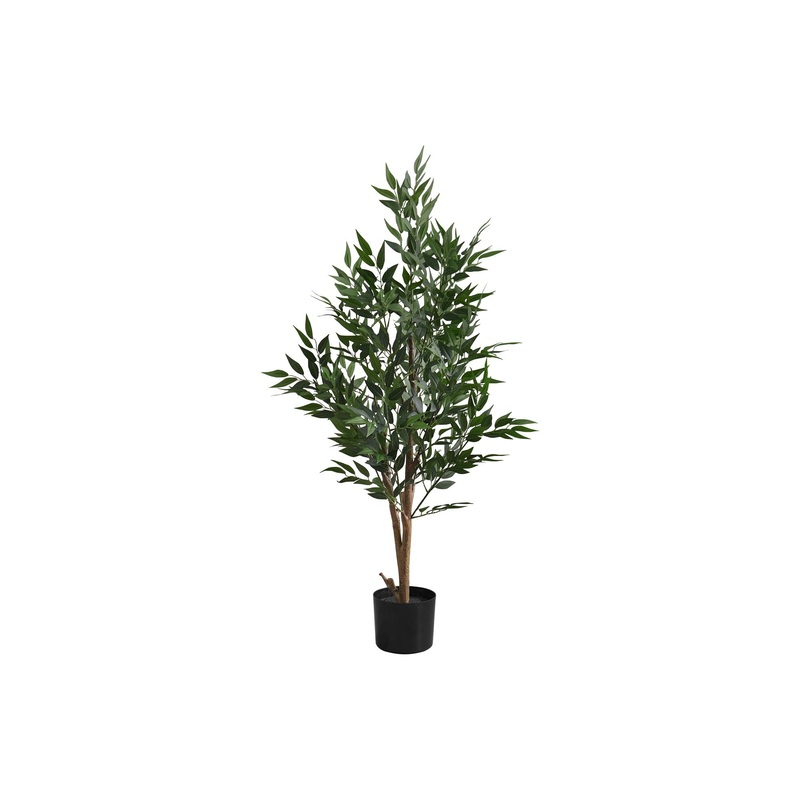 47" Tall, Artificial Plant, Acacia Tree, Indoor, Faux, Fake, Floor, Greenery, Potted, Silk, Decorative - Green / Black