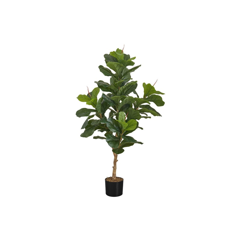 47" Tall, Artificial Plant, Fiddle Tree, Indoor, Faux, Fake, Floor, Greenery, Potted, Real Touch, Decorative - Green / Black