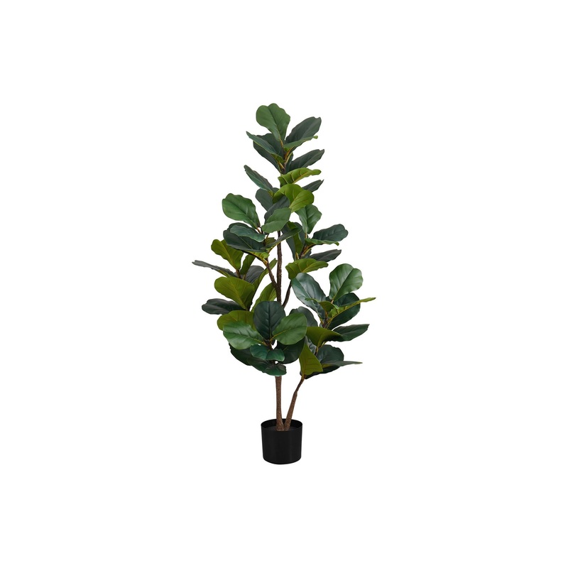49" Tall, Artificial Plant, Fiddle Tree, Indoor, Faux, Fake, Floor, Greenery, Potted, Real Touch, Decorative - Green / Black