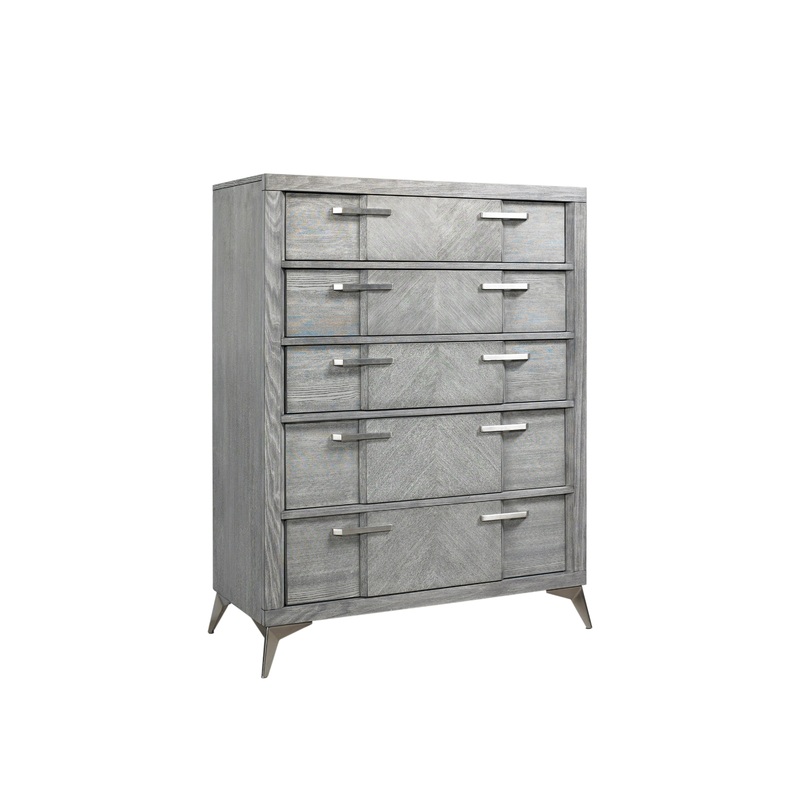 5 Drawer Chest Book Matched Veneers - Gray