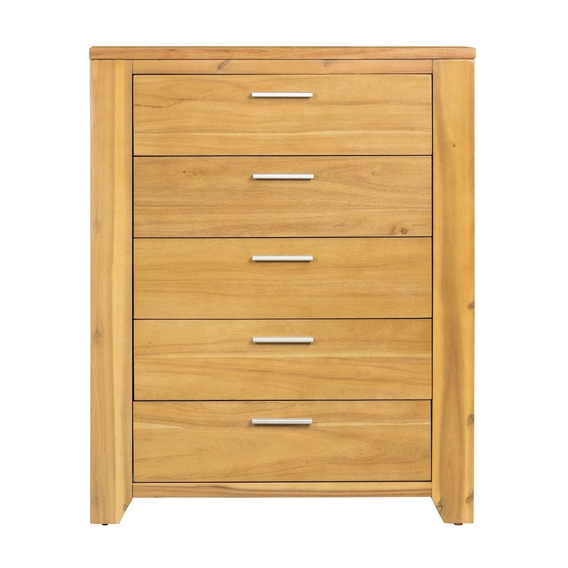 5 Drawer Dresser - Natural Wood / Brown