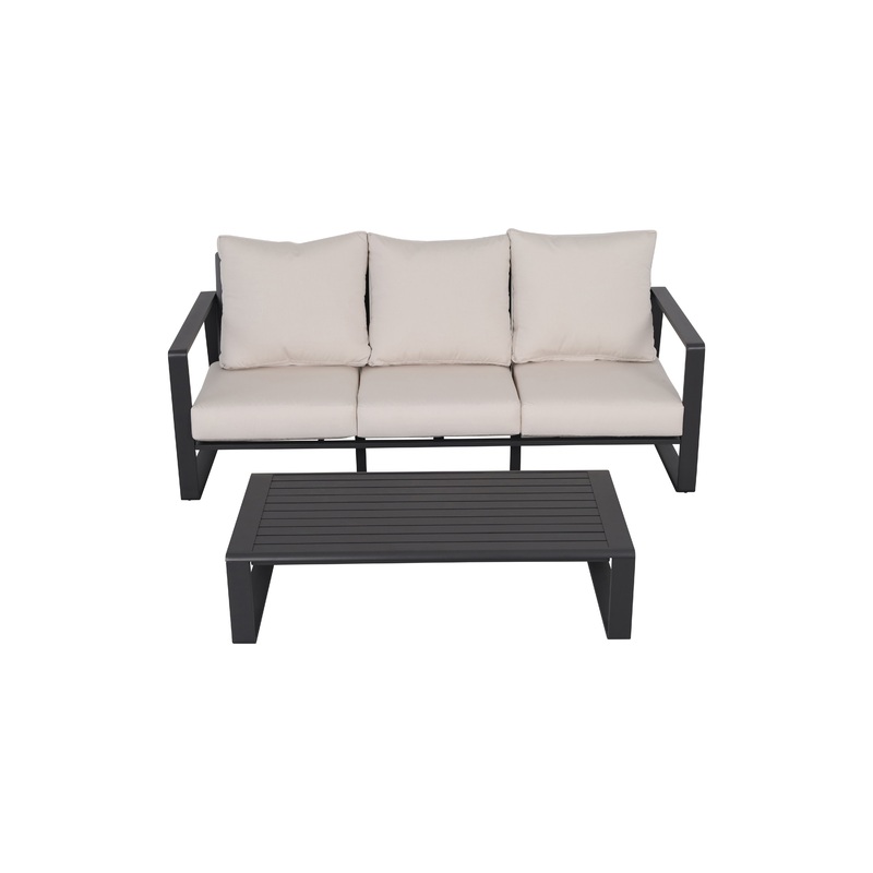 3 Seat Sofa With Rectangular Coffee Table, Cushions Tino Tino - Beige