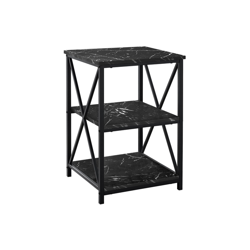 3 Tier Accent Table, Side Marble Look Contemporary & Modern