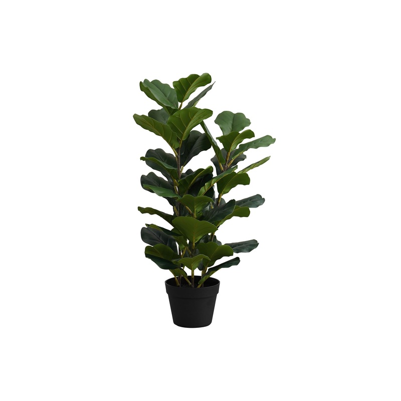 32" Tall, Artificial Plant, Fiddle Tree, Indoor, Faux, Fake, Floor, Greenery, Potted, Real Touch, Decorative - Green / Black