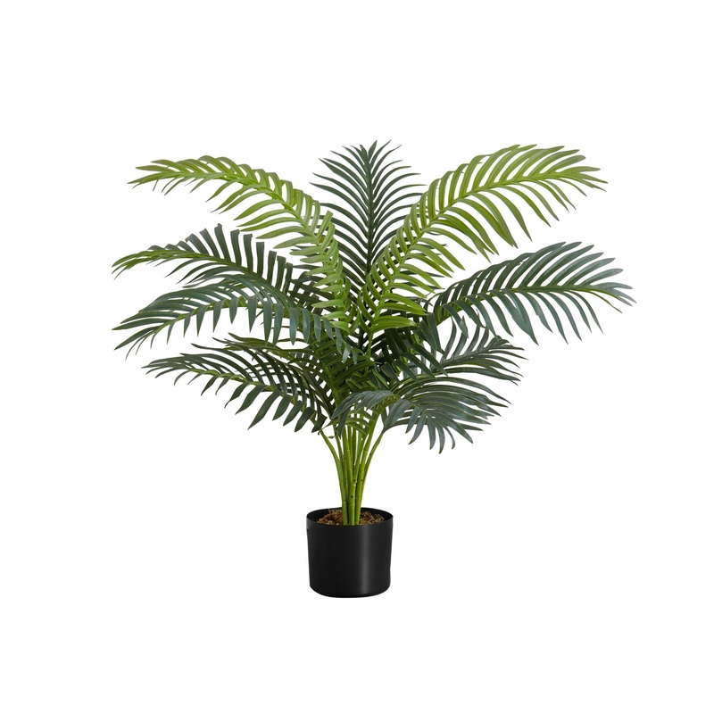 34" Tall, Artificial Plant, Palm Tree, Indoor, Faux, Fake, Floor, Greenery, Potted, Real Touch, Decorative - Green / Black