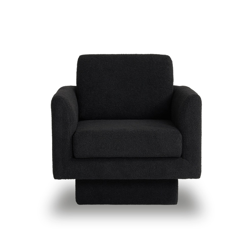 360 Modern Swivel Accent Chair Round Armchair, Thick Padded Single Lounge Sofa Upholstered Comfy