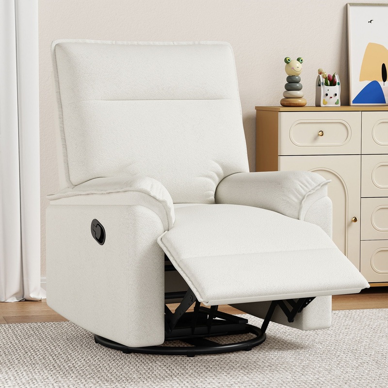 360 Swivel Upholstered Manual Recliner Chair Theater Recliner Sofa Nursery Glider Rocker For Living Room