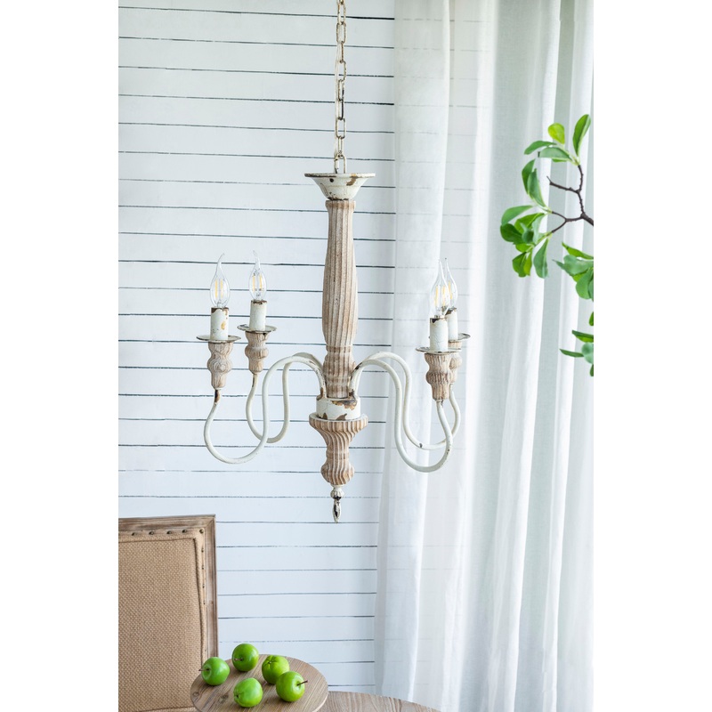 4 Light Chandelier, Hanging Light Fixture With Adjustable Chain For Kitchen, Bulb Not Included - Cream White