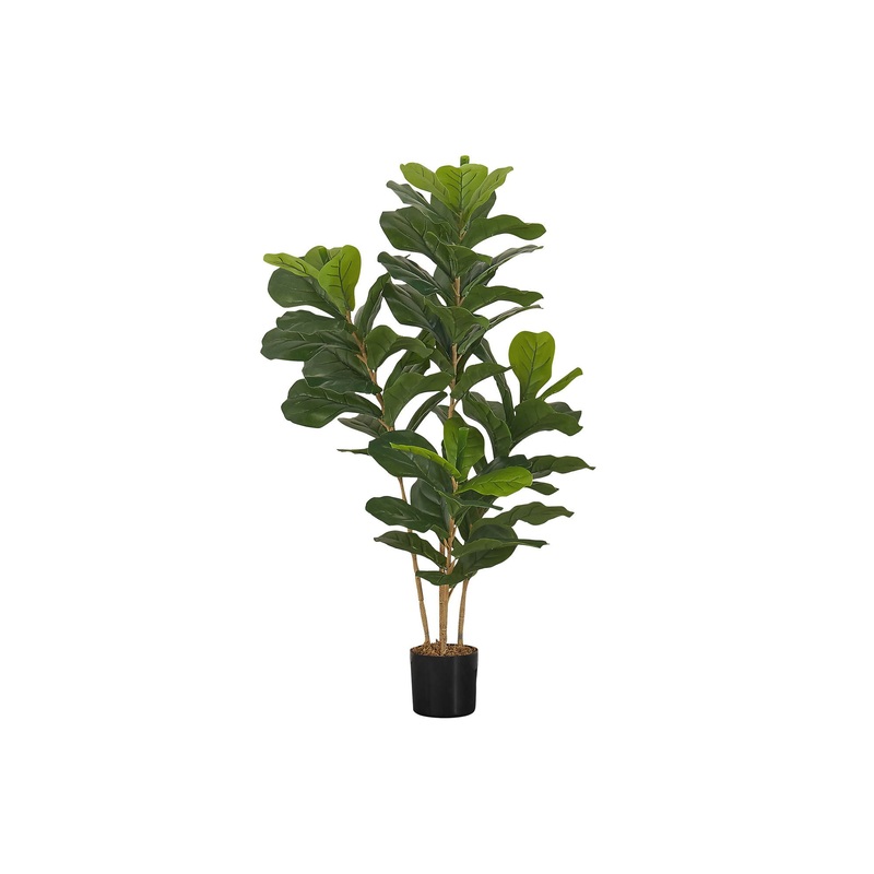 41" Tall, Artificial Plant, Fiddle Tree, Indoor, Faux, Fake, Floor, Greenery, Potted, Real Touch, Decorative - Green / Black
