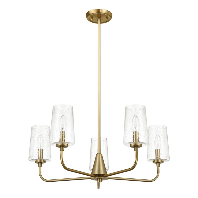 Dazzle - 5 Lights Chandelier With Clear Seeded Satin - Antique Brass / Clear / Gold