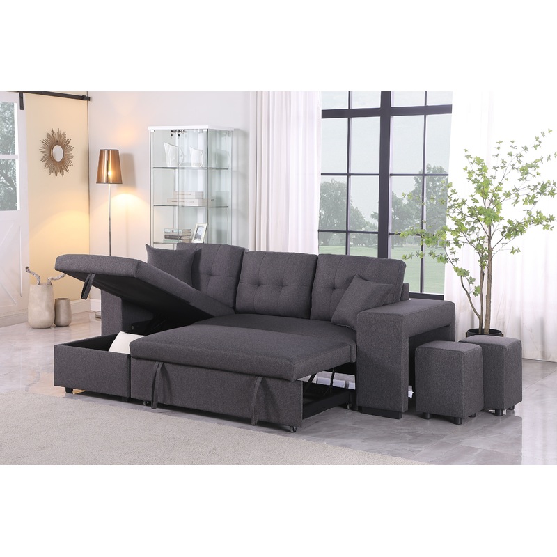 Daniel - Upholstered Reversible Sectional With Pull Out Loveseat