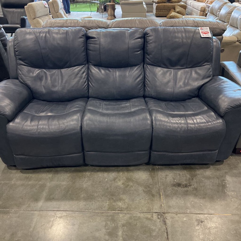 Dark Navy Leather PwhL Sofa