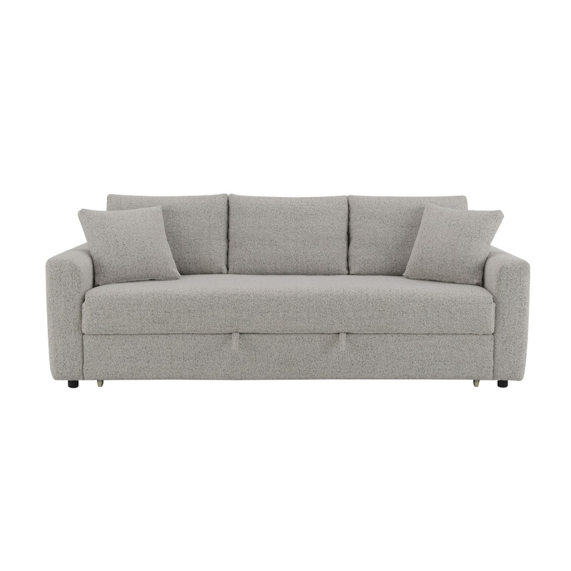 Connie - Boucle Sleeper Sectional Sofa With 2 Toss Pillows - Beige