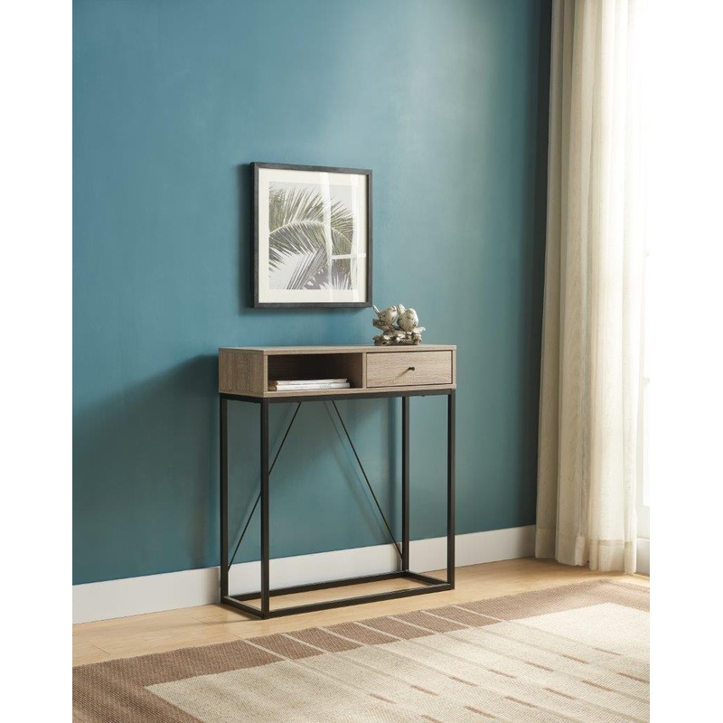 Console Table With One Drawer And Open Cubby - Brown / Black