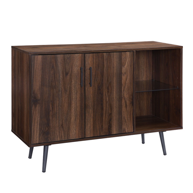 Contemporary Glass Shelf Buffet - Dark Walnut