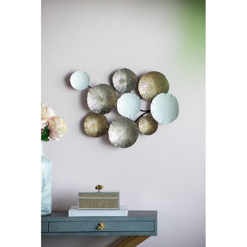 Contemporary Metal Wall Decor Accent - Golden / White