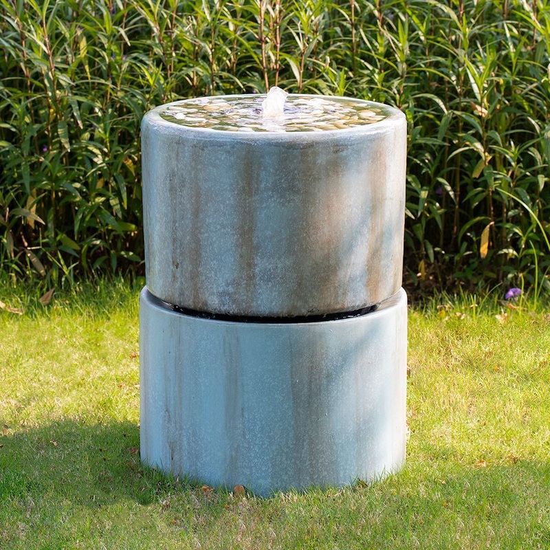 Contemporary Water Fountain, Outdoor Bird Feeder / Bath, Antique Water Feature With Light For Garden