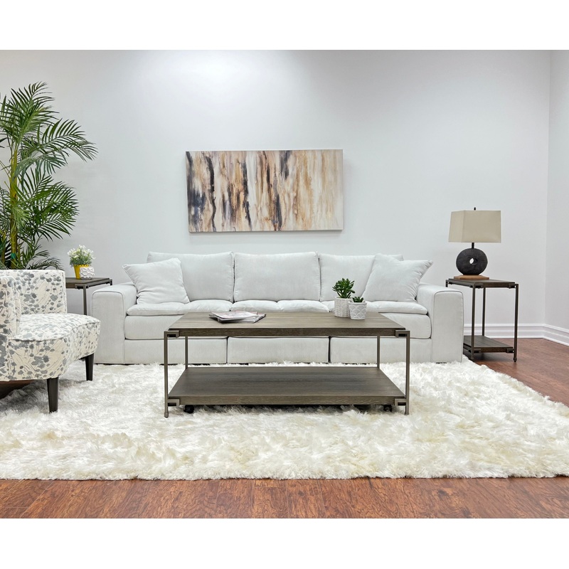 Corbeta - 3 Piece Metal Frame Wood Living Room Coffee Table And 2 Chairside Tables Set, Aged Graphite - Brown