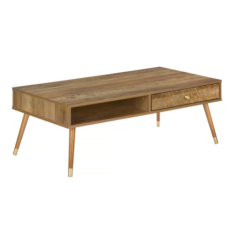 Coffee Table, Accent, Cocktail, Rectangular, Storage, Living Room, Wood Legs, Mid Century - Walnut