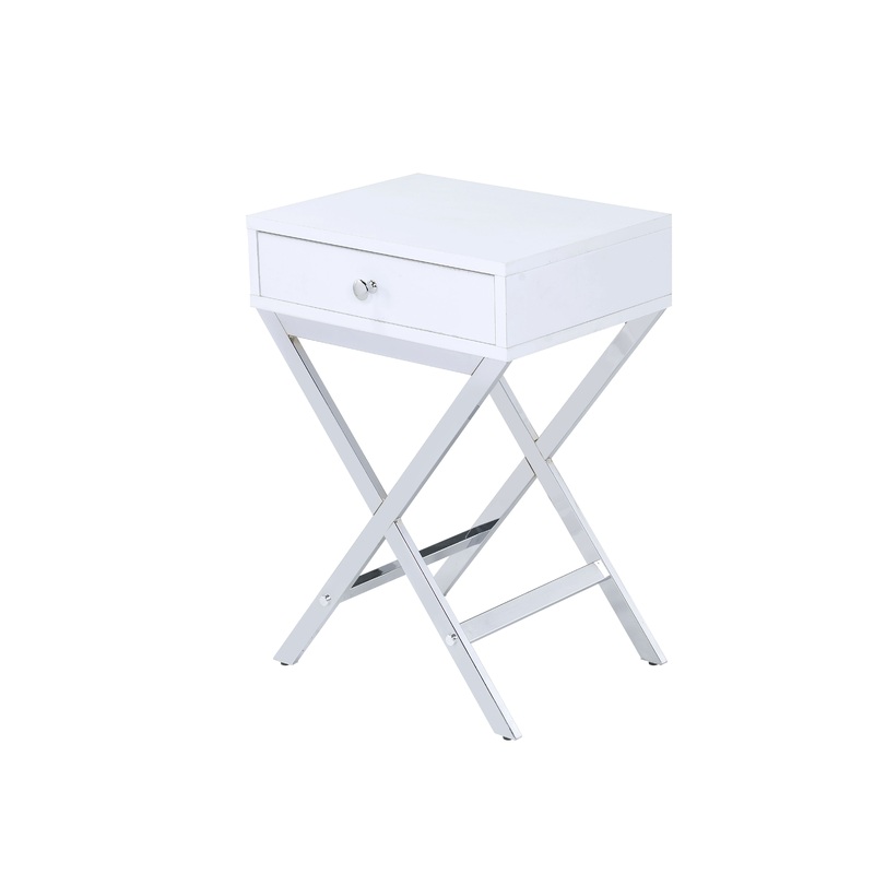 Coleen - Accent Table - White / Chrome