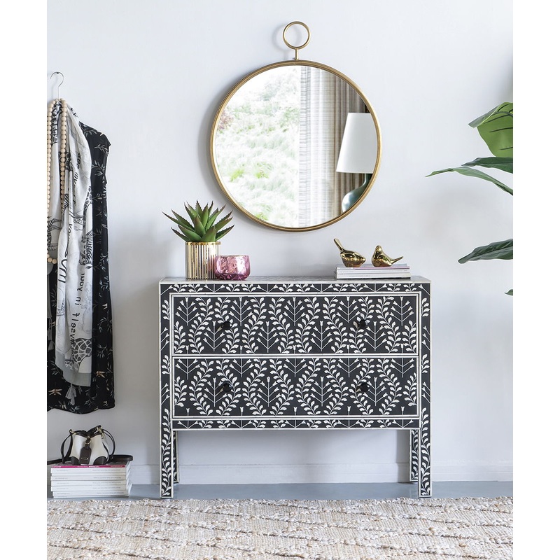 Circle Wall Mirror With Iron Frame, Accent Mirror For Living Room