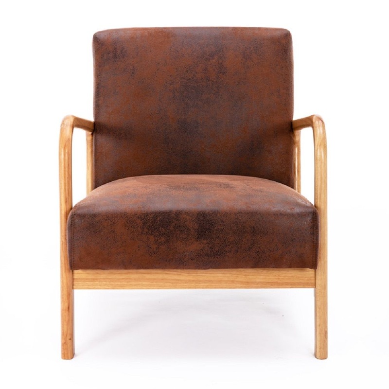 Classic Mid-Century Modern Accent Chairs, Open Framed Armchair With Cushioning
