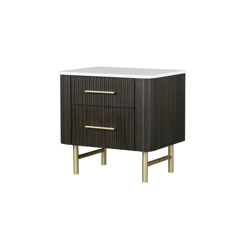 Clayten - Marble Top Nightstand - Espresso
