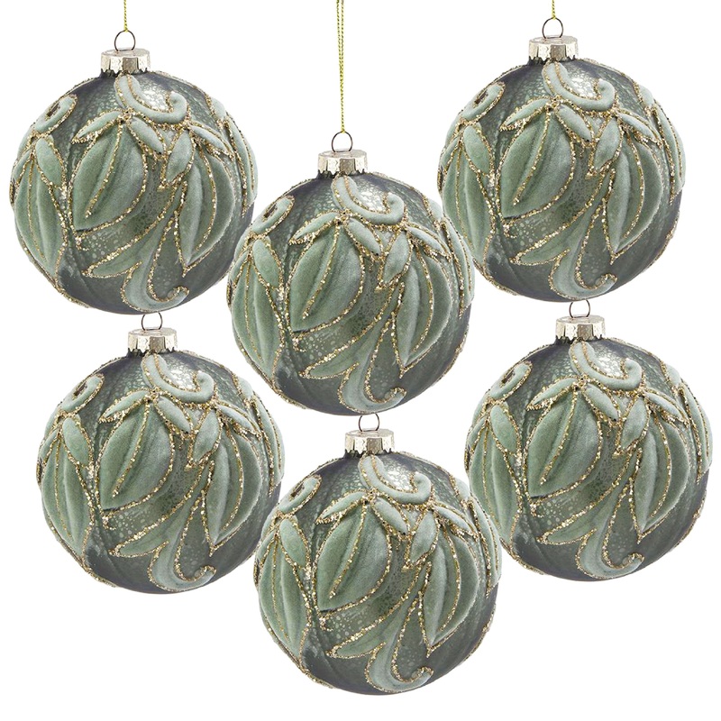 Christmas Ball Ornaments, Decorative Hanging Ball Christmas Tree Ornaments, For Holiday Decorations (Set of 6) - Green