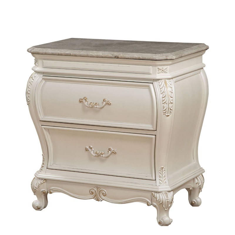 Chantelle - Nightstand With Granite Top - White