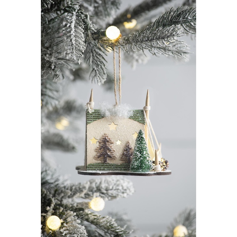 Cardboard Lited Tent Ornament Decorative Hanging Christmas Tree Ornaments For Holiday Party Decorations (Set of 6) - Multicolor