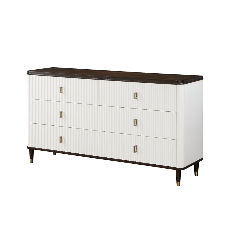 Carena - Dresser With Jewerly Tray - White / Walnut