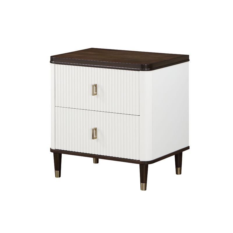 Carena - Night Stand With USB - White / Walnut
