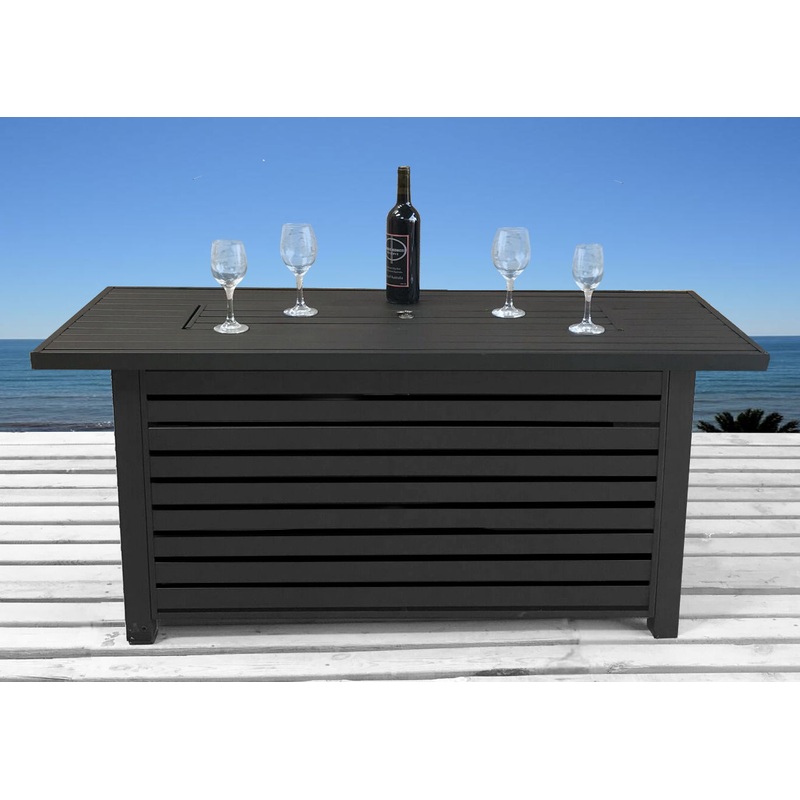 Casselton - Propane / Gas Outdoor Fire Pit Table With Lid - Black