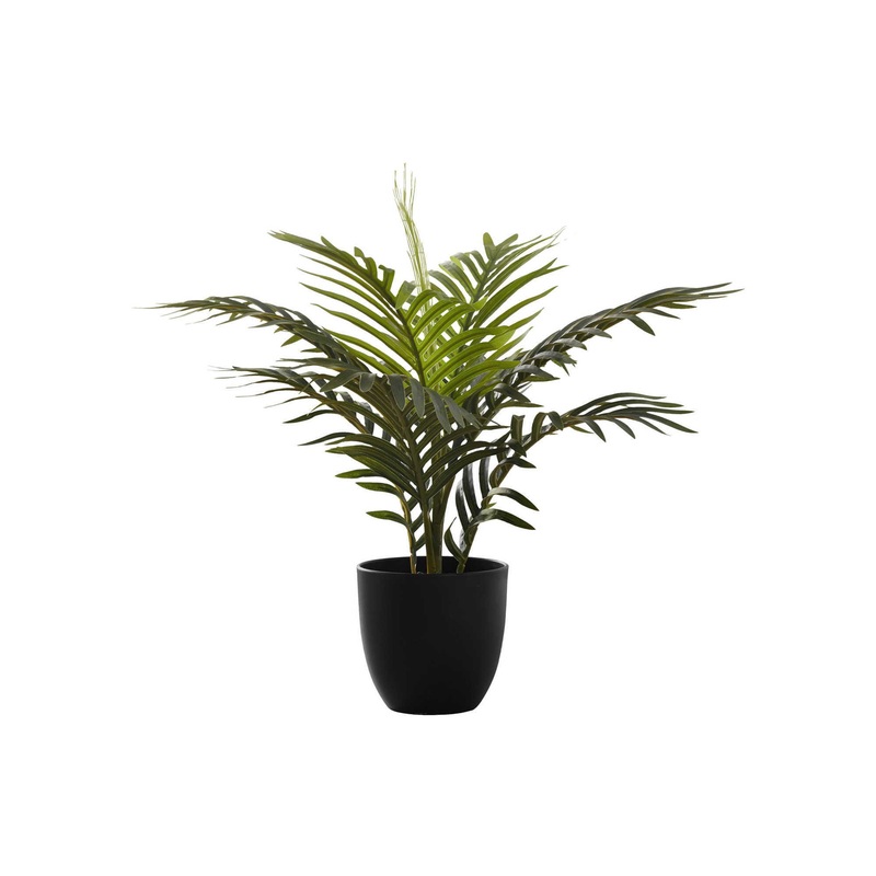 20" Tall, Artificial Plant, Palm, Indoor, Faux, Fake, Table, Greenery, Potted, Real Touch, Decorative - Green / Black